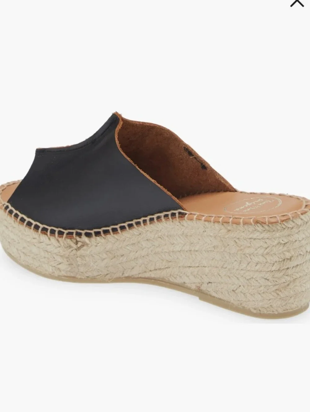 Toni Pons Black Leather Espadrille Wedge Slide Sandals EU 36 Made Spain